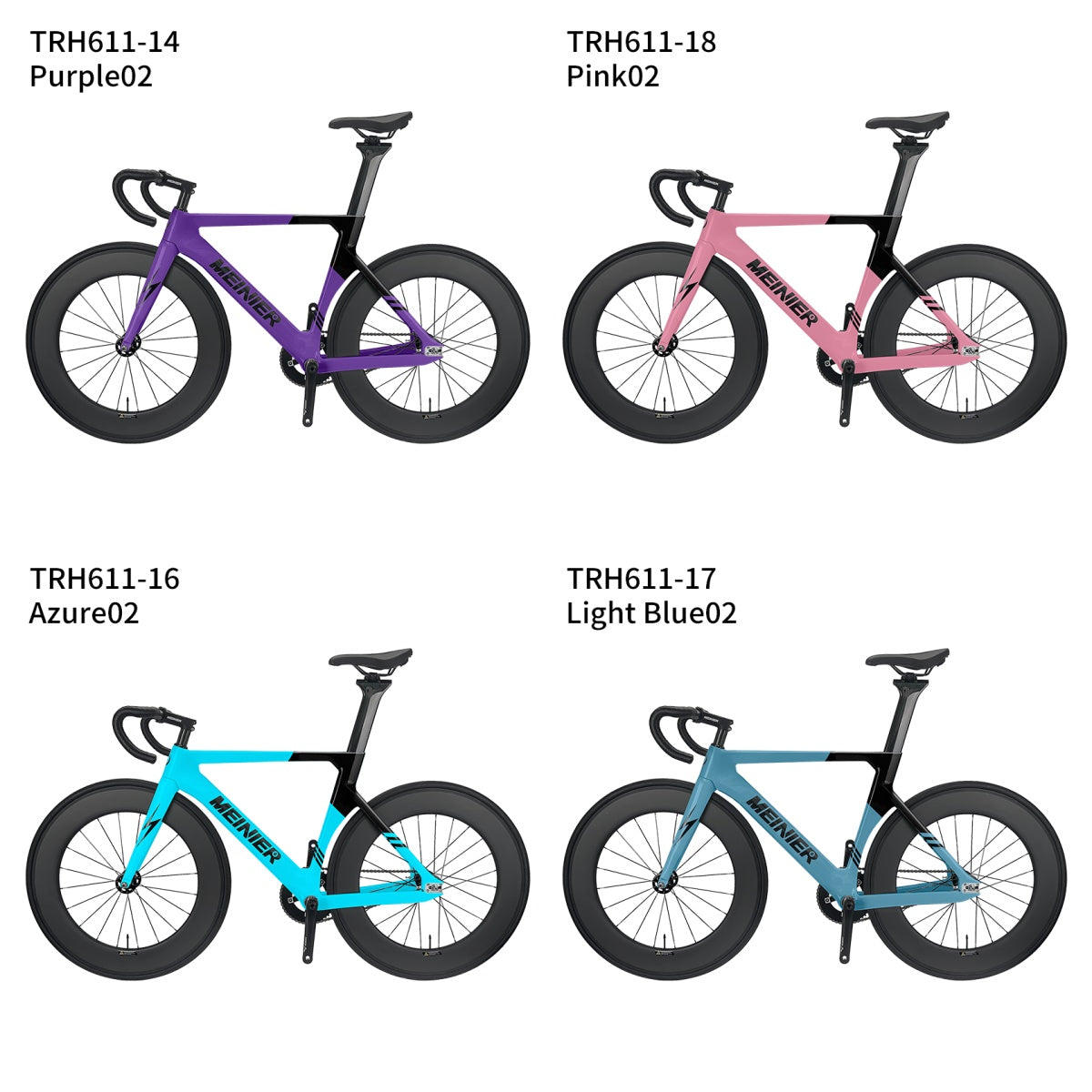 MEINIER 700C Fixed Gear Carbon Track Bike Single Speed Bicycle with Carbon Fiber Wheels 48T Crankeset for Racing