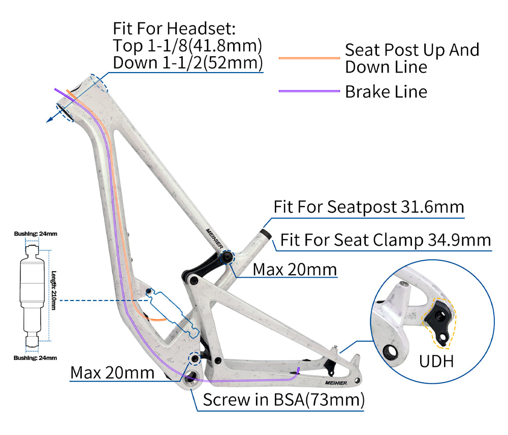Hot Selling Products Full Suspension Frame Boost 148x12mm UDH BSA Carbon Mountain Bike Frame Disc Brake MTB Frame Carbon 29er
