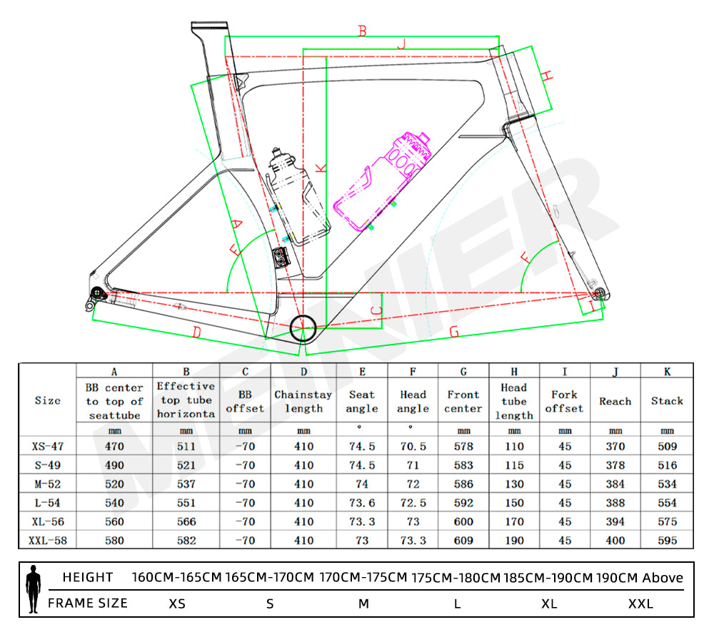 Wholesale Factories Carbon Fiber Road Bike Frame 700C Max 32C Tire Carbon Road Bike Frame Disc Brake Racing Bike Frame