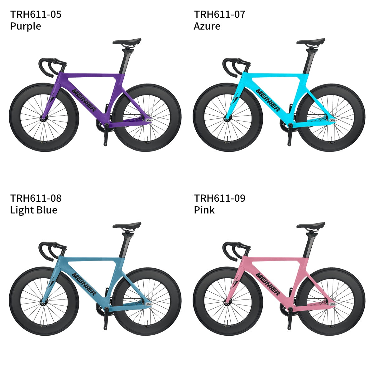 MEINIER 700C Fixed Gear Carbon Track Bike Single Speed Bicycle with Carbon Fiber Wheels 48T Crankeset for Racing