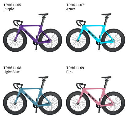 MEINIER 700C Fixed Gear Carbon Track Bike Single Speed Bicycle with Carbon Fiber Wheels 48T Crankeset for Racing
