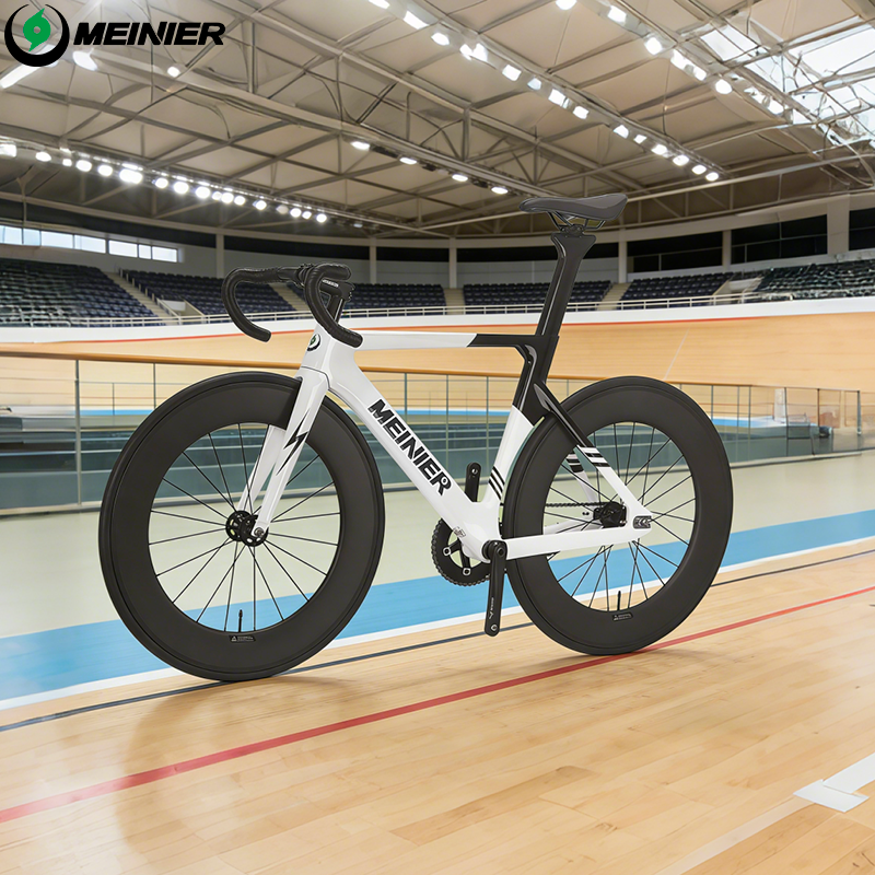 MEINIER 700C Fixed Gear Carbon Track Bike Single Speed Bicycle with Carbon Fiber Wheels 48T Crankeset for Racing