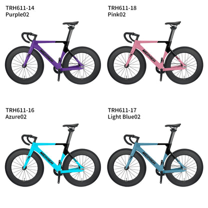 MEINIER 700C Fixed Gear Carbon Track Bike Single Speed Bicycle with Carbon Fiber Wheels 48T Crankeset for Racing
