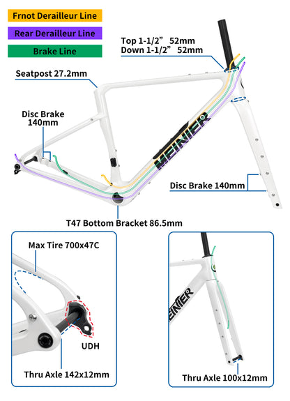 New Carbon Gravel Frameset with Integrated Handlebar UDH Hanger Lightweight Road Bike Frame Set