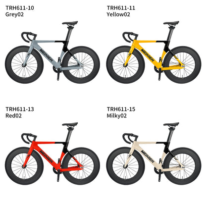 MEINIER 700C Fixed Gear Carbon Track Bike Single Speed Bicycle with Carbon Fiber Wheels 48T Crankeset for Racing