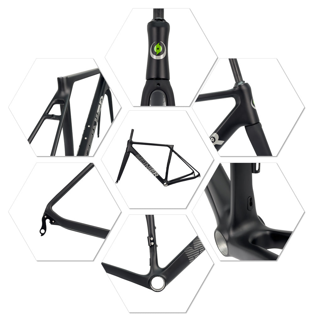 Customized Color Carbon Bike Frames for Road Bicycles Road Frame T1000 Carbon Fibre  700C V-Brake