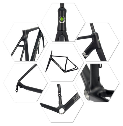 Customized Color Carbon Bike Frames for Road Bicycles Road Frame T1000 Carbon Fibre  700C V-Brake