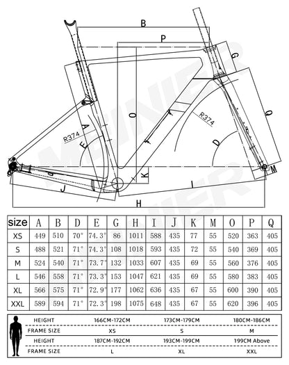 MEINIER GRL17 Gravel Frame Carbon Disc Brake Max Tire 700x57C Tool Box Custom Colors Road Bike Frame Lightweight Adventure