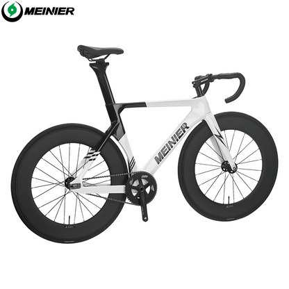 MEINIER 700C Fixed Gear Carbon Track Bike Single Speed Bicycle with Carbon Fiber Wheels 48T Crankeset for Racing