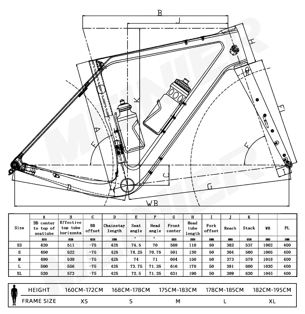 G23 Gravel Bike Frameset Max 700Cx47C Tires Internal Cable Routing Carbon Fiber Road Bike Frame Disc Brake for All-road