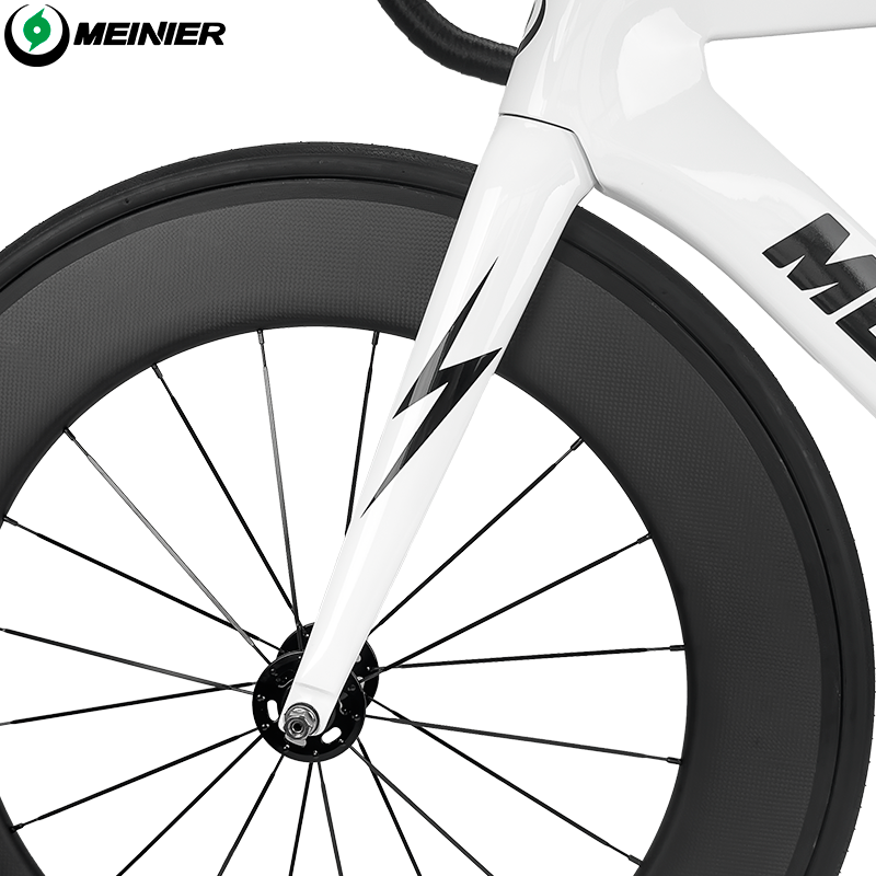 MEINIER 700C Fixed Gear Carbon Track Bike Single Speed Bicycle with Carbon Fiber Wheels 48T Crankeset for Racing