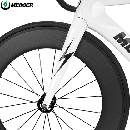 MEINIER 700C Fixed Gear Carbon Track Bike Single Speed Bicycle with Carbon Fiber Wheels 48T Crankeset for Racing
