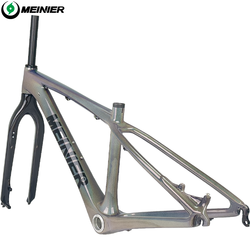 26 Inch T1000 Carbon Fiber MTB Hardtail Frame with Straight Tube Rigid Fork Disc Frameset 135x9mm Hub Lightweight Durable
