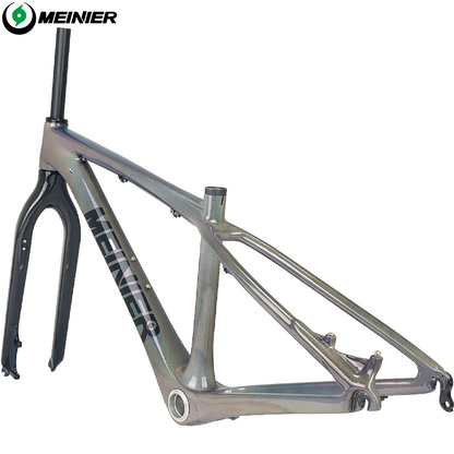 26 Inch T1000 Carbon Fiber MTB Hardtail Frame with Straight Tube Rigid Fork Disc Frameset 135x9mm Hub Lightweight Durable