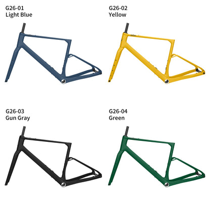 G26 Carbon Gravel Frameset with Full Carbon Fiber Storage Tool Box Cyclocross Frameset Max Tire 700Cx50C Disc Brake