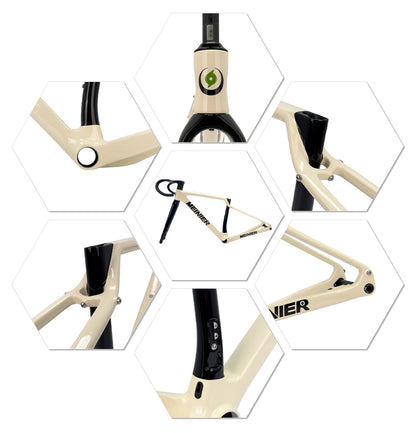 Carbon Gravel Frame Hub142x12mm Axle Disc Brake T47 Cyclocross Frame with Integrated Handlebar Gravel Bicycle Frame