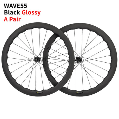 700C Carbon Road Bike Wheelset 55mm Rim Depth Disc Brake Lightweight Racing Wheels for Road Bikes