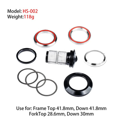 Aluminum Alloy Bicycle Headset Front Fork Mount Top 41.8mm Down 52mm for Road MTB Bikes