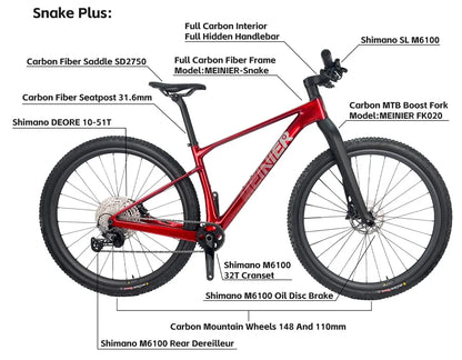 29er Carbon Mountain Bike with Fully Hidden Handlebar Hardtail Mountain Bike Super Light Disc Carbon Fiber Mtb Bike