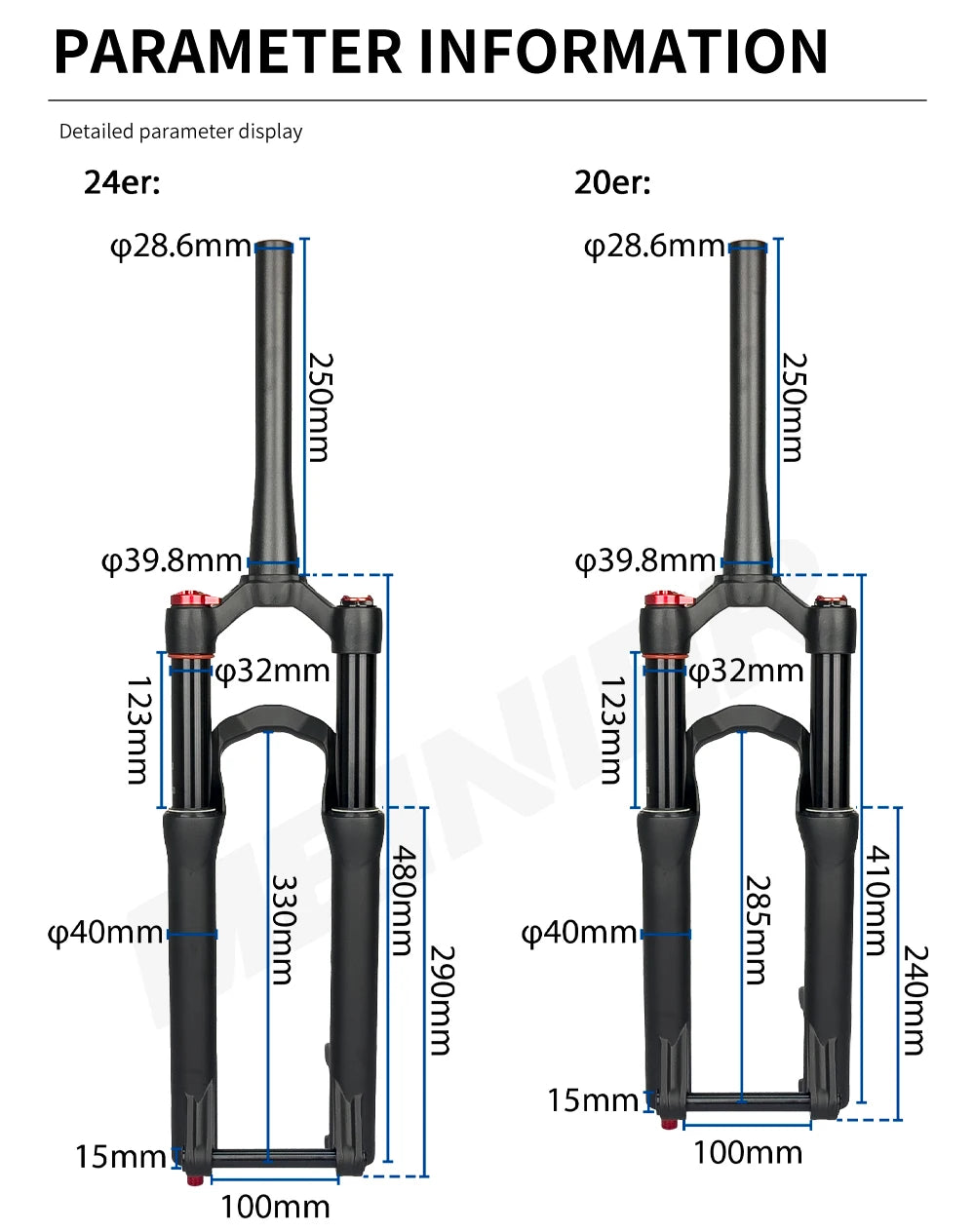 Aluminum Alloy Mtb Suspension Forks Travel 100mm MTB Front Fork for Kids Bike 20er/24er