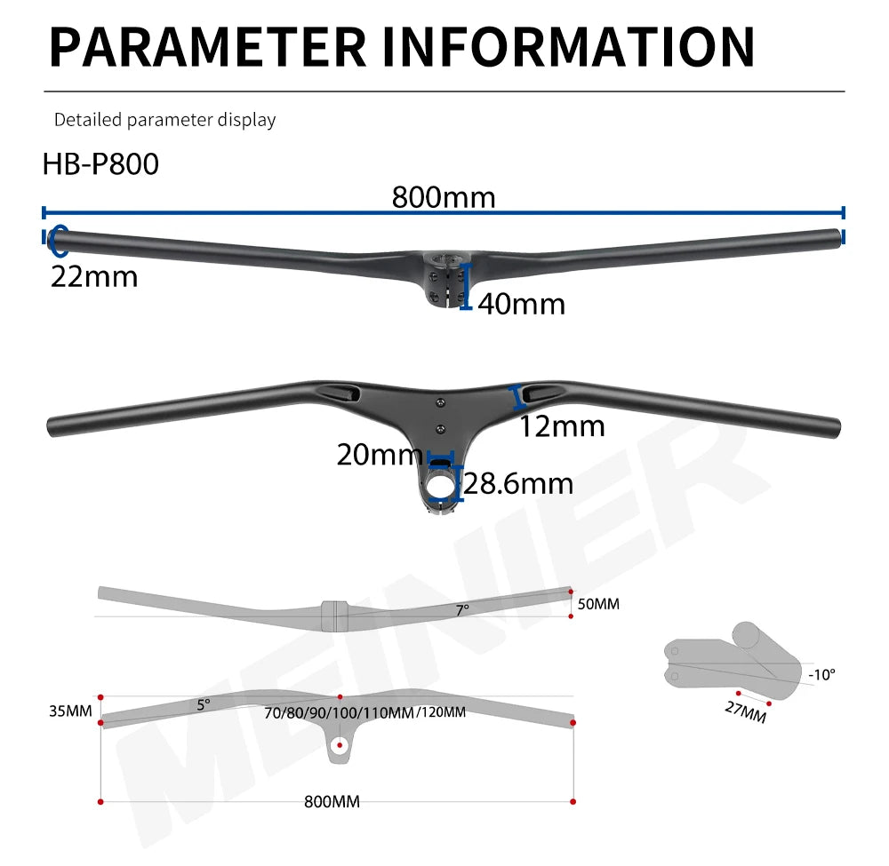 Integrated Carbon Fiber MTB Handlebar 800mm Ultralight Bicycle Handlebars Mountain Bicycle Accessories