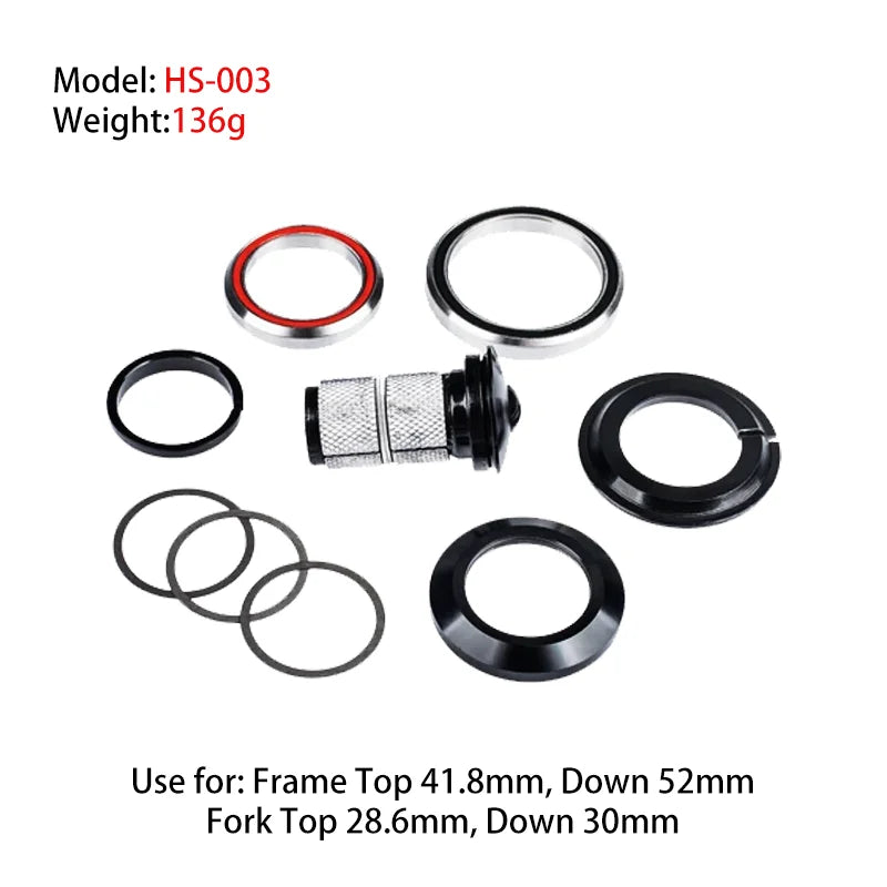 Aluminum Alloy Bicycle Headset Front Fork Mount Top 41.8mm Down 52mm for Road MTB Bikes