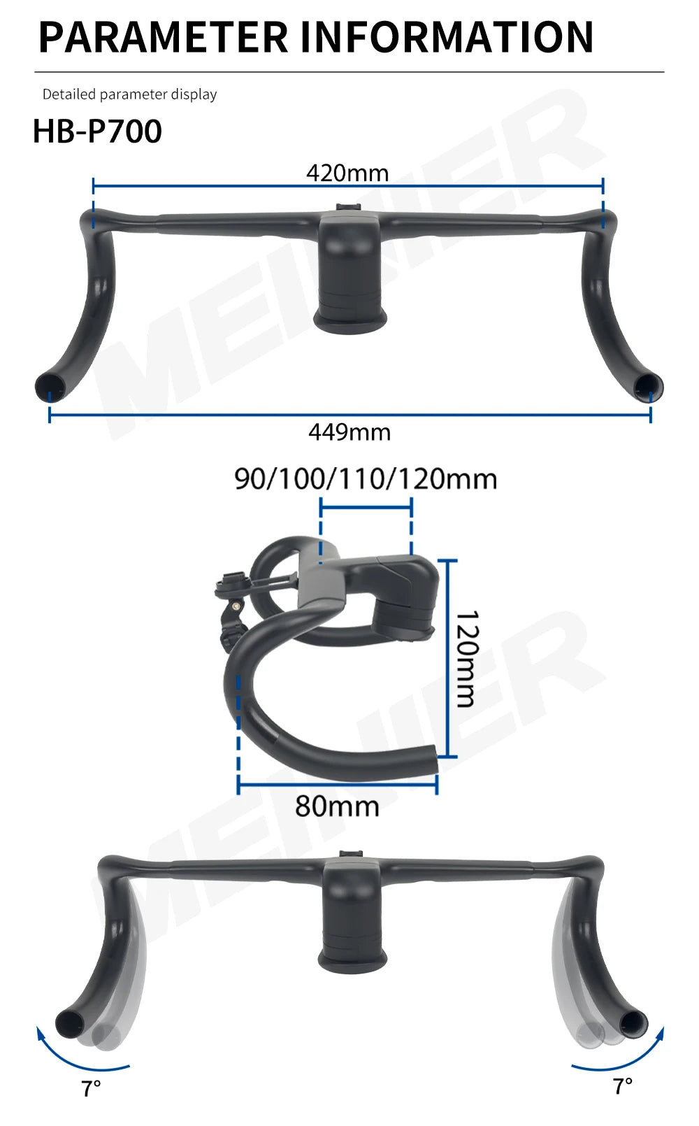Carbon Fiber Road Bike Carbon Handlebar 420x90/100/110/120mm Integrated Handlebar Fully Hidden Cabel