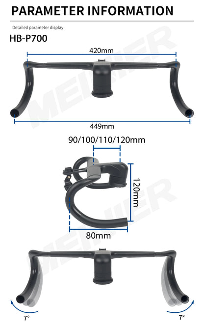 Carbon Fiber Road Bike Carbon Handlebar 420x90/100/110/120mm Integrated Handlebar Fully Hidden Cabel