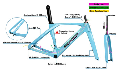 MEINIER Carbon Road Bike Frame Disc Brake T47 Bottom Bracket Lightweight Aero Frame