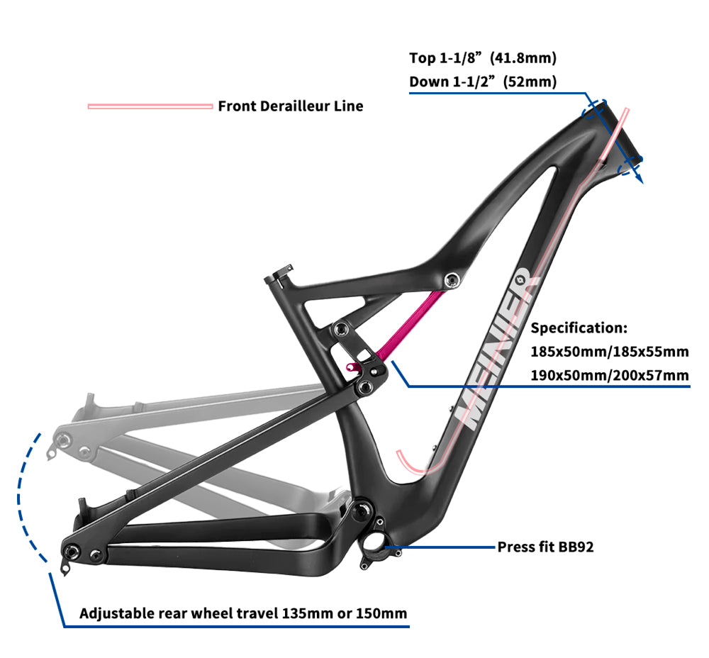 Carbon Fiber Mountain Bike Frame Full Suspension Disc Brake Full Suspension AM Frame 29er Mountain Bicycle Frame Boost 148x12mm