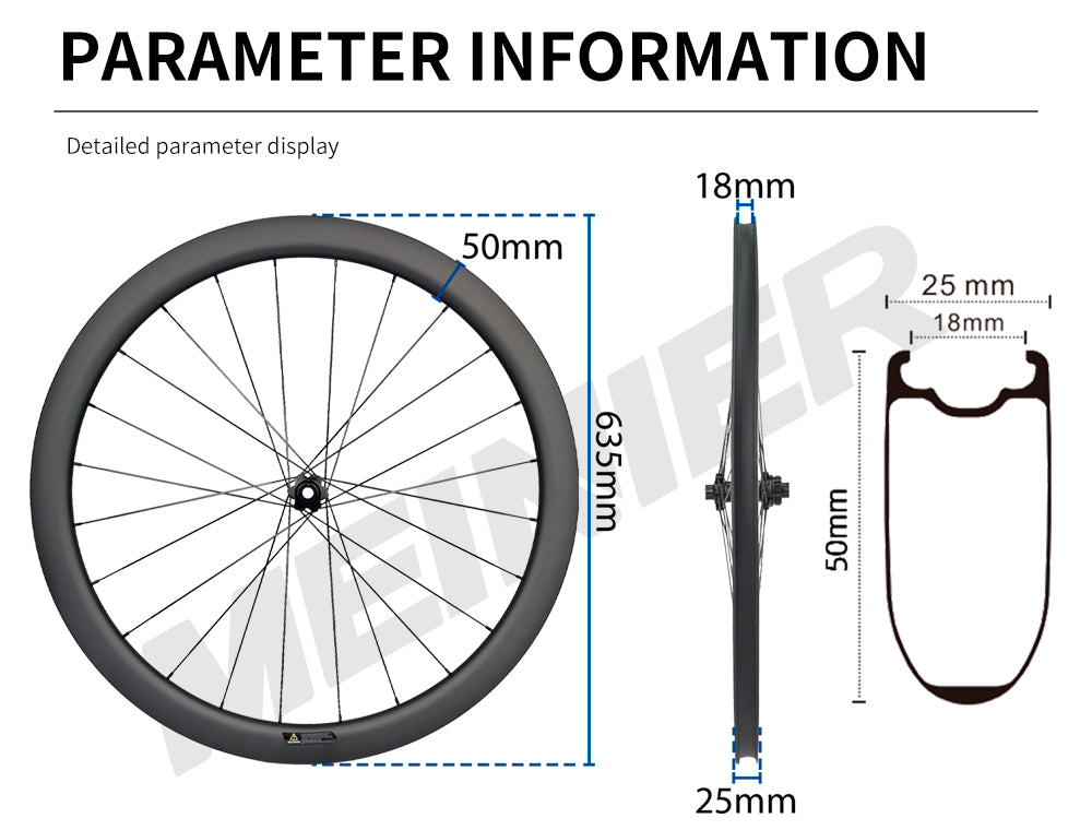 Lightweight 700C Carbon Road Bike Wheelset 50MM Rim Depth Disc Brake Wheelset Clincher
