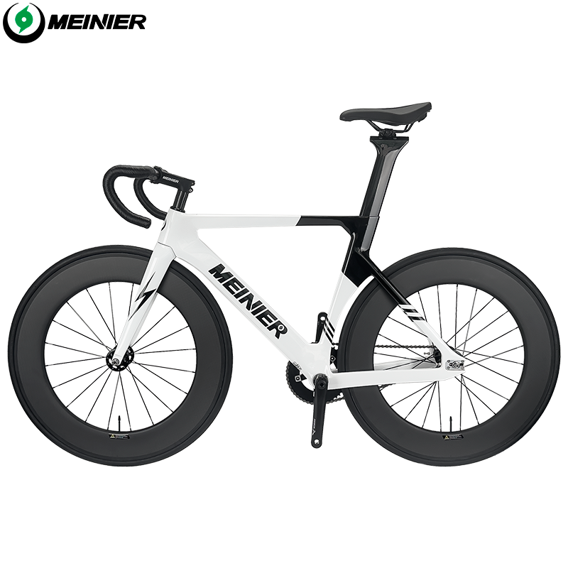 MEINIER 700C Fixed Gear Carbon Track Bike Single Speed Bicycle with Carbon Fiber Wheels 48T Crankeset for Racing
