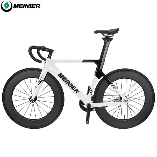 MEINIER 700C Fixed Gear Carbon Track Bike Single Speed Bicycle with Carbon Fiber Wheels 48T Crankeset for Racing