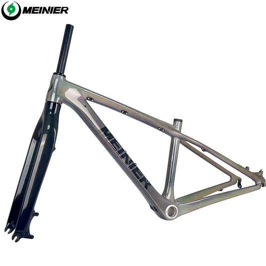 26 Inch T1000 Carbon Fiber MTB Hardtail Frame with Straight Tube Rigid Fork Disc Frameset 135x9mm Hub Lightweight Durable