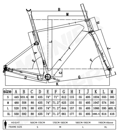 GRL15 Carbon Cyclocross Frameset Max Tire 700Cx57C Disc Brake Internal Cable Routing Gravel Frame with Tool Box UDH