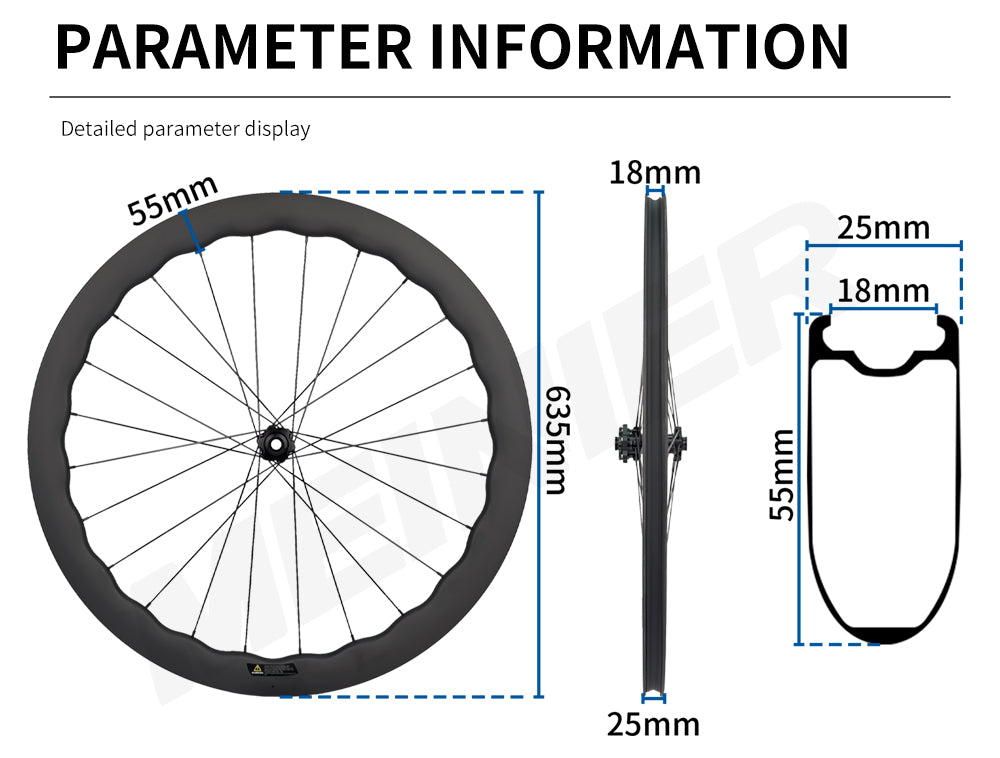 700C Carbon Road Bike Wheelset 55mm Rim Depth Disc Brake Lightweight Racing Wheels for Road Bikes