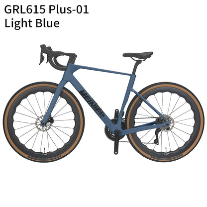 GRL615 Plus Full Carbon Gravel Road Bike 105 R7170 Di2 2x12S Full Internal Cable Routing Carbon Fiber Frame All Road Bicycle