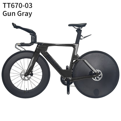 Carbon Fiber TT Bike with 2x12S L-TWOO ER9 and Shimano105 R7000 Crankset Full Carbon Fiber Disc Wheel Triathlon Road Bike for Racing