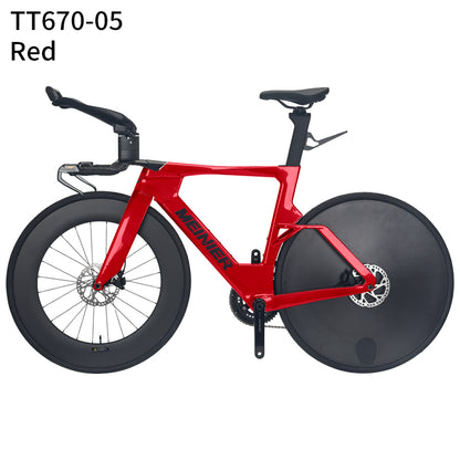 Carbon Fiber TT Bike with 2x12S L-TWOO ER9 and Shimano105 R7000 Crankset Full Carbon Fiber Disc Wheel Triathlon Road Bike for Racing