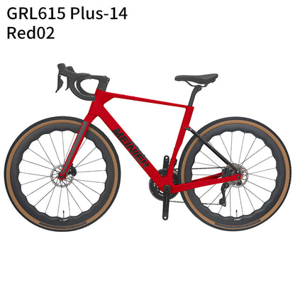 GRL615 Plus Full Carbon Gravel Road Bike 105 R7170 Di2 2x12S Full Internal Cable Routing Carbon Fiber Frame All Road Bicycle