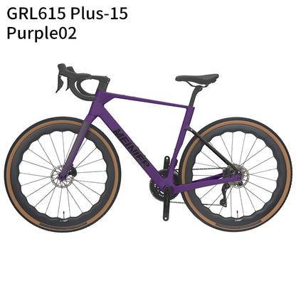 GRL615 Plus Full Carbon Gravel Road Bike 105 R7170 Di2 2x12S Full Internal Cable Routing Carbon Fiber Frame All Road Bicycle