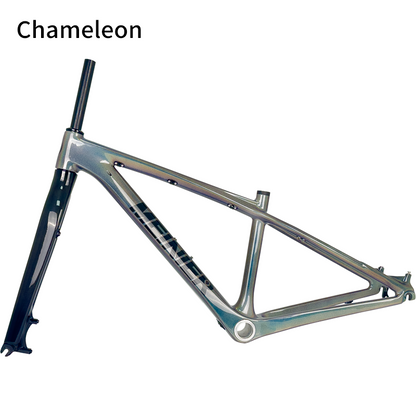26 Inch T1000 Carbon Fiber MTB Hardtail Frame with Straight Tube Rigid Fork Disc Frameset 135x9mm Hub Lightweight Durable