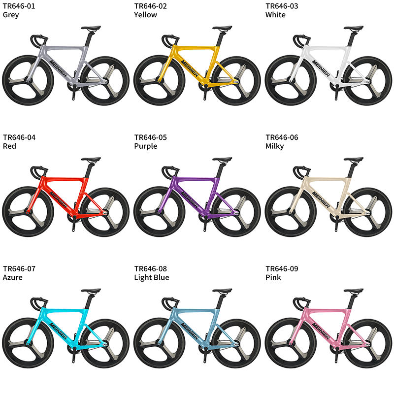 MEINIER TR646 Racing Bike Carbon with 3-spoke Wheels Single Speed Carbon Track Bike Durable for Men and Women