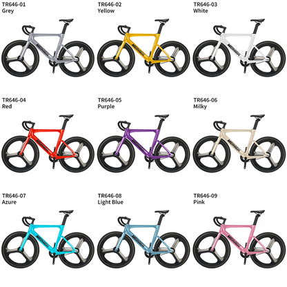 MEINIER TR646 Racing Bike Carbon with 3-spoke Wheels Single Speed Carbon Track Bike Durable for Men and Women