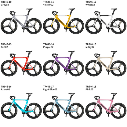 MEINIER TR646 Racing Bike Carbon with 3-spoke Wheels Single Speed Carbon Track Bike Durable for Men and Women