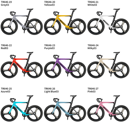 MEINIER TR646 Racing Bike Carbon with 3-spoke Wheels Single Speed Carbon Track Bike Durable for Men and Women