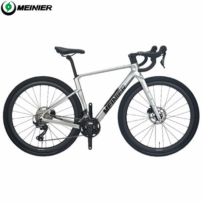 MEINIER Carbon Fiber Gravel Bike GRX BR600 2X11S Hydraulic Disc Brake Gravel Road Bike for Bikepacking and Longer Journeys