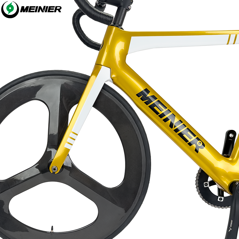 MEINIER TR646 Racing Bike Carbon with 3-spoke Wheels Single Speed Carbon Track Bike Durable for Men and Women