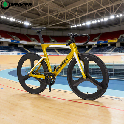 MEINIER TR646 Racing Bike Carbon with 3-spoke Wheels Single Speed Carbon Track Bike Durable for Men and Women