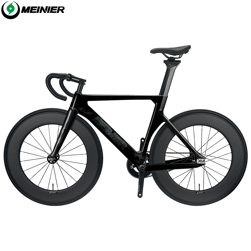 MEINIER 700C Fixed Gear Carbon Track Bike Single Speed Bicycle with Carbon Fiber Wheels 48T Crankeset for Racing